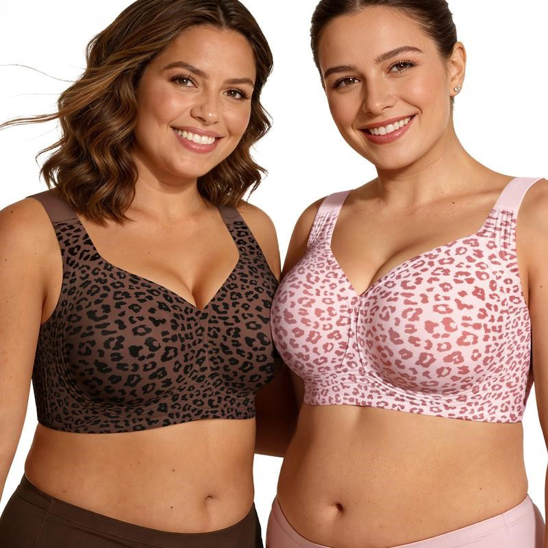 Bralette Wireless Soft - 1Pcs Leopard Print Seamless Wireless Bra,