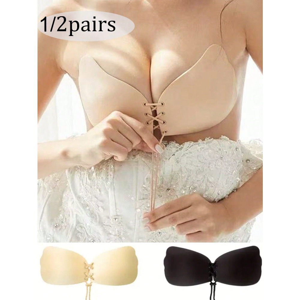 Strapless Bra Backless - 1/2pcs Wing-Shaped Adhesive Bra With Drawstring