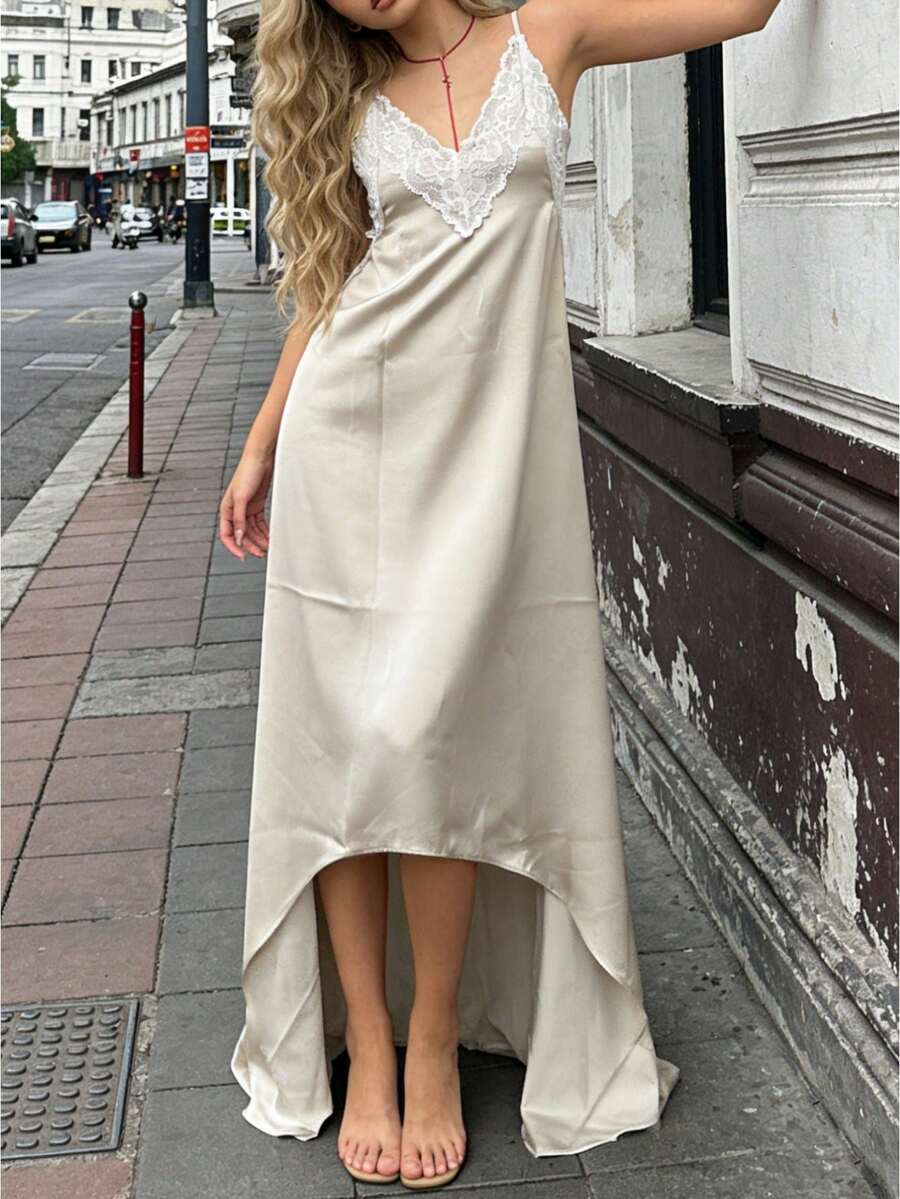 Women Summer Deep V-Neck Lace  – Slip Dress Satin Bewertung und Preis