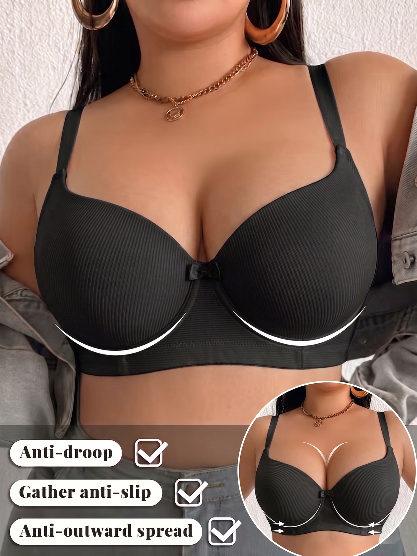 Plus Size Ribbed Women Bra Thi – Push Up Bra Padded Bewertung und Preis